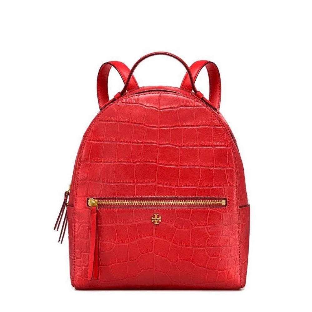 Tory Burch NWT Authentic Luxury Travel Minimalist croc Embossed Mini Backpack